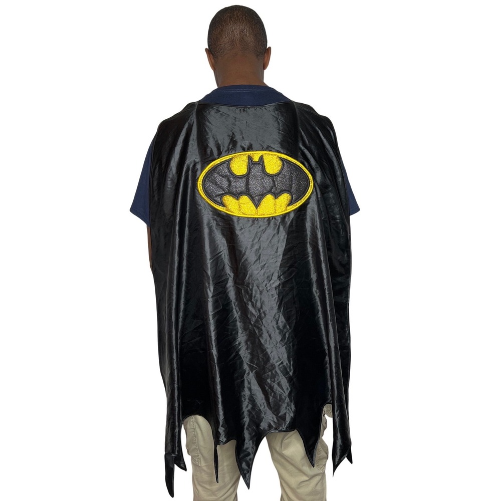 Batman Cape 6 Flags Exclusive DC Comics Kid Black Glitter Logo Costume Accessory